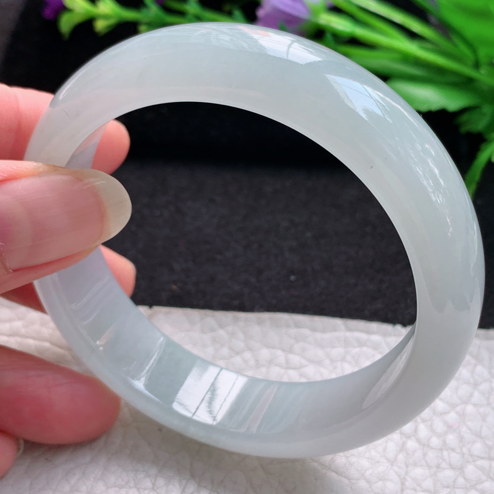 fl实拍58*15.8*8轮胎镯 缅甸翡翠A货玉手镯精美白月光正圈玉手镯