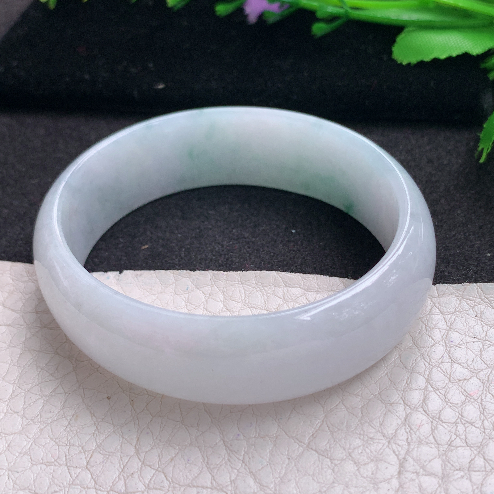 ee小圈口53.8*48.8*16.6*6.2轮胎贵妃镯 缅甸翡翠A货飘花玉手镯