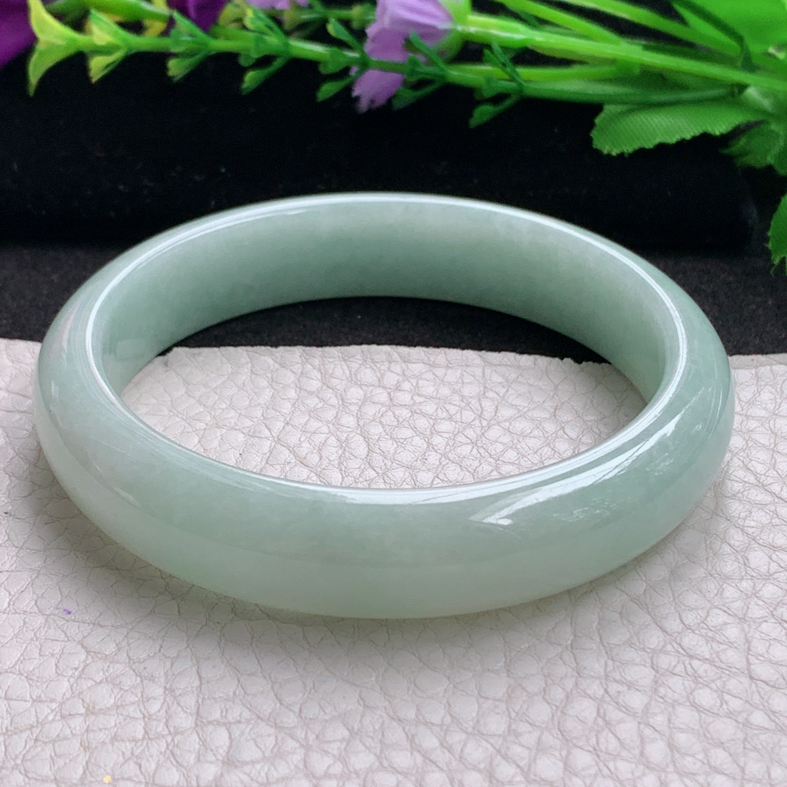 xx大圈口62*13.8*7.6平安镯 缅甸翡翠A货玉手镯精美浅绿正圈玉手环