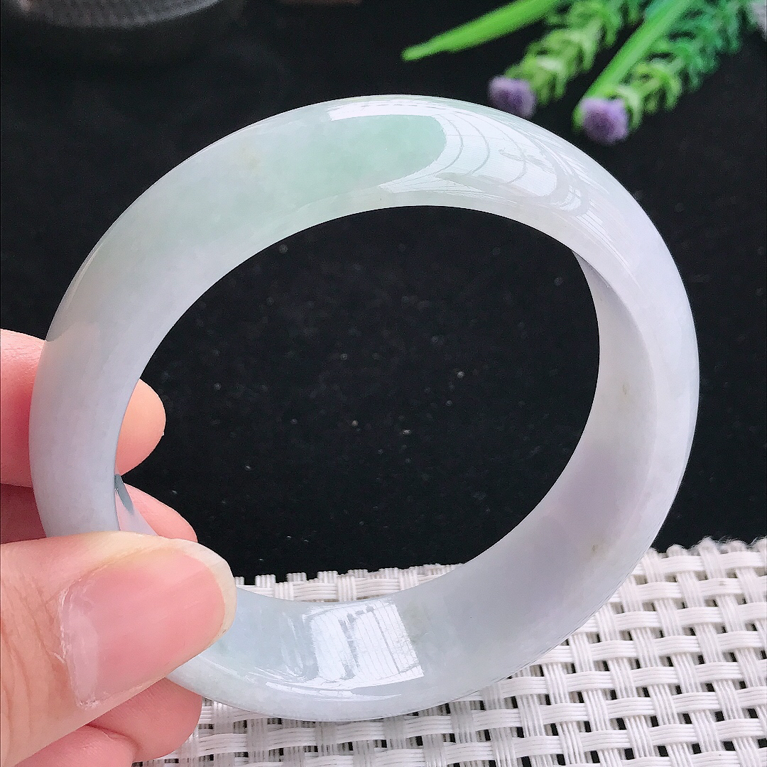 实拍天然翡翠58/18.3/8.4轮胎镯老坑精美温润宽边手镯玉镯手环