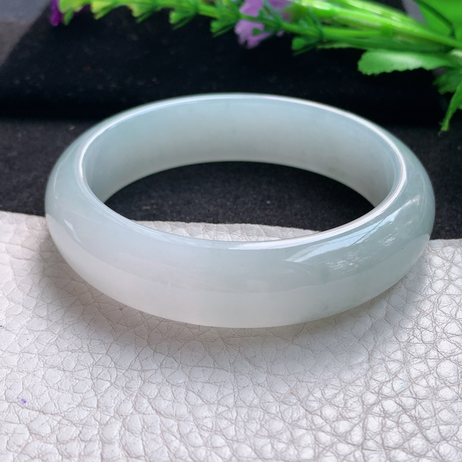 fl实拍58*15.8*8轮胎镯 缅甸翡翠A货玉手镯精美白月光正圈玉手镯