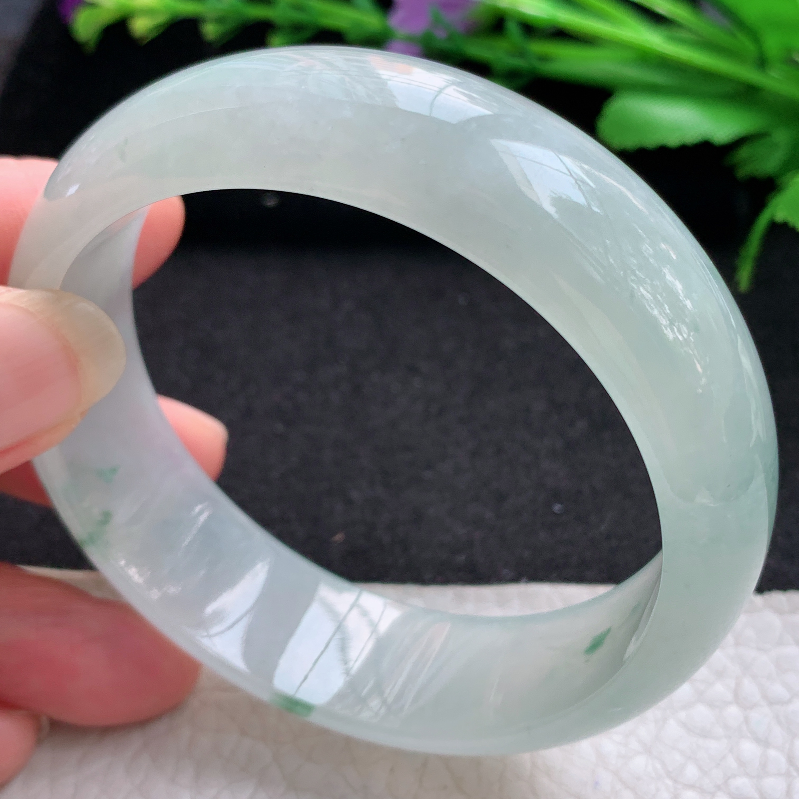 ax实拍57.5*17.5*7.5轮胎镯 缅甸翡翠A货玉手镯精美冰飘花大气正圈玉手镯