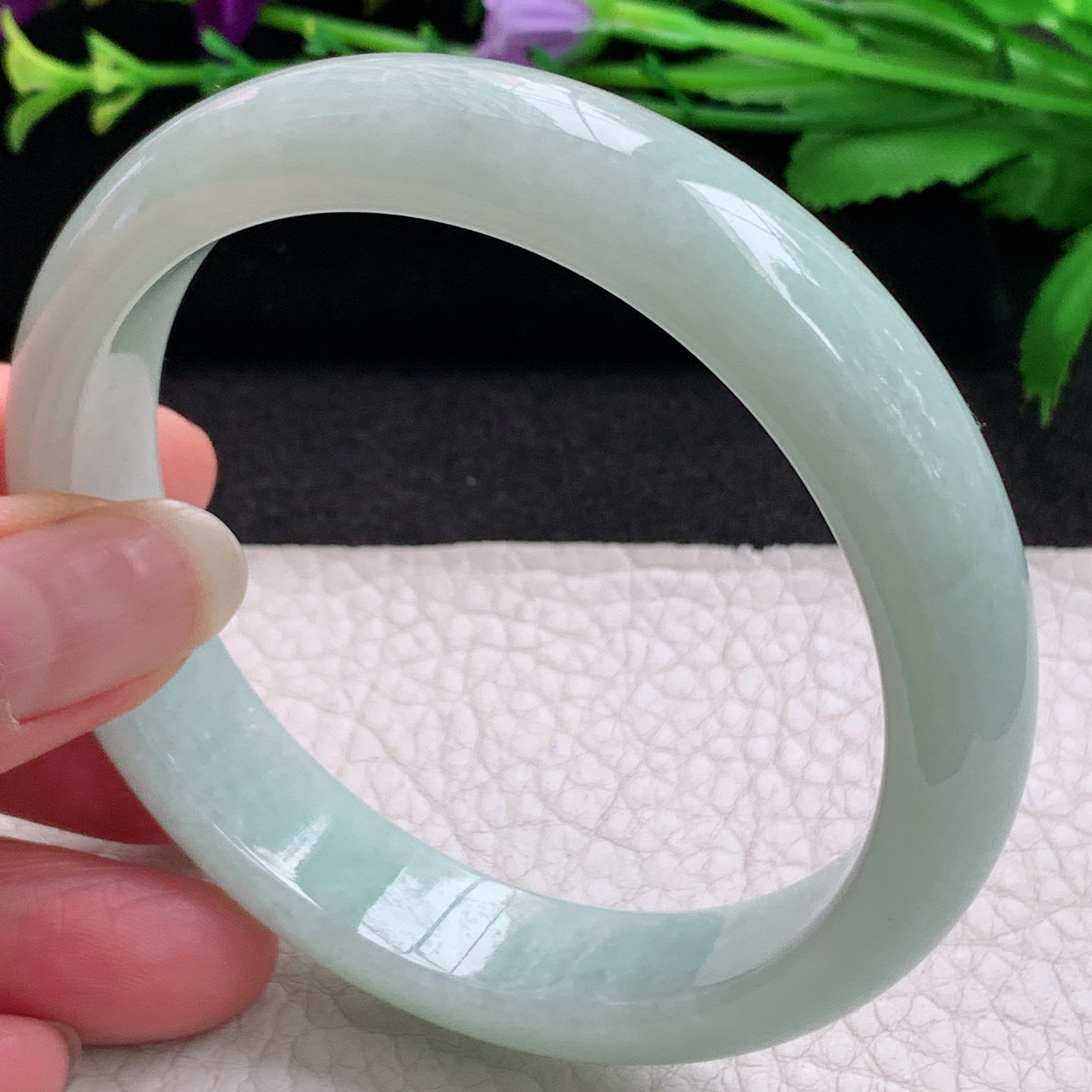 xx大圈口62*13.8*7.6平安镯 缅甸翡翠A货玉手镯精美浅绿正圈玉手环