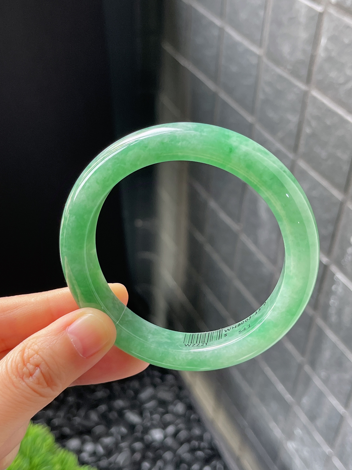 正圈54.1圈口，翡翠冰糯种绿色手镯