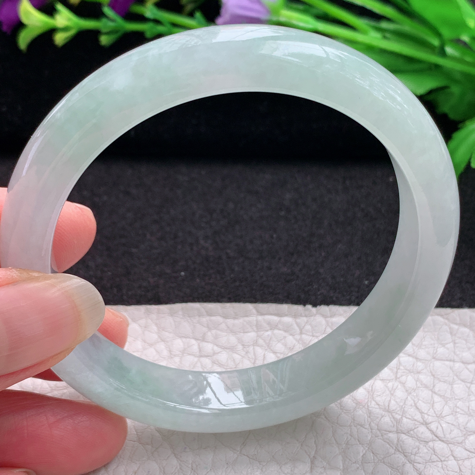 xx清新款57*11.8*8平安镯 缅甸翡翠A货玉手镯精美冰爽正圈玉手环