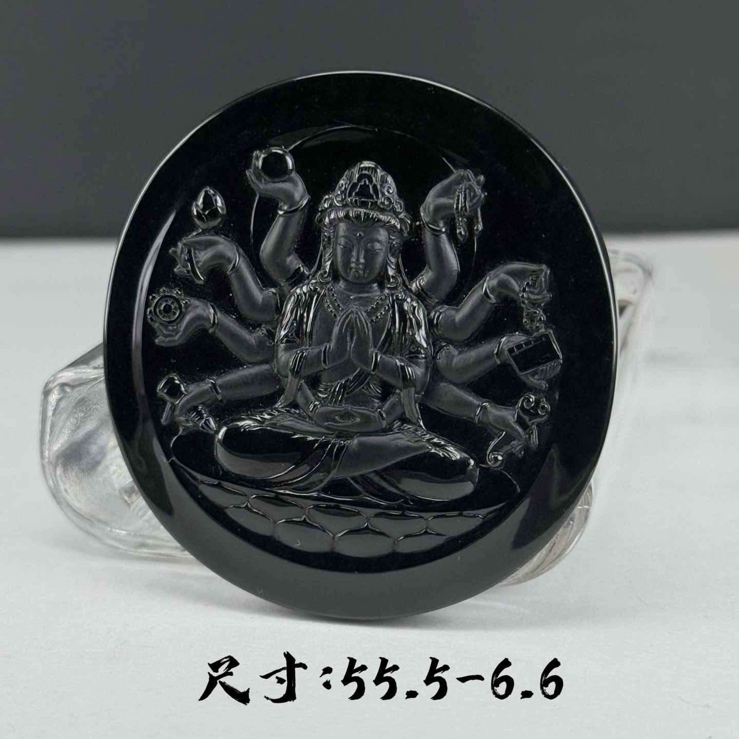 精品墨翠千手观音 种好色正 黑度极好 打灯通透 油性十足 尺寸55.5