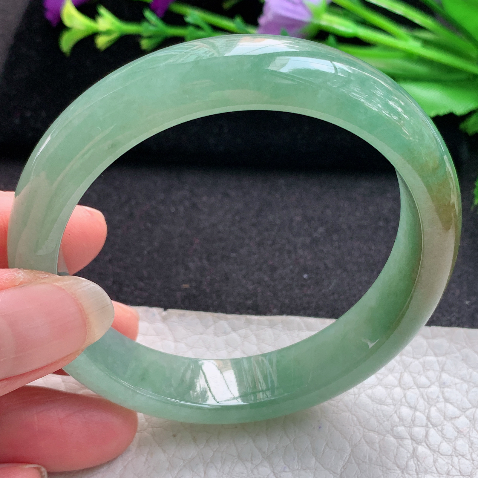 zjf实拍56*13*7.8平安镯 缅甸翡翠A货玉手镯精美黄加绿正圈玉手镯