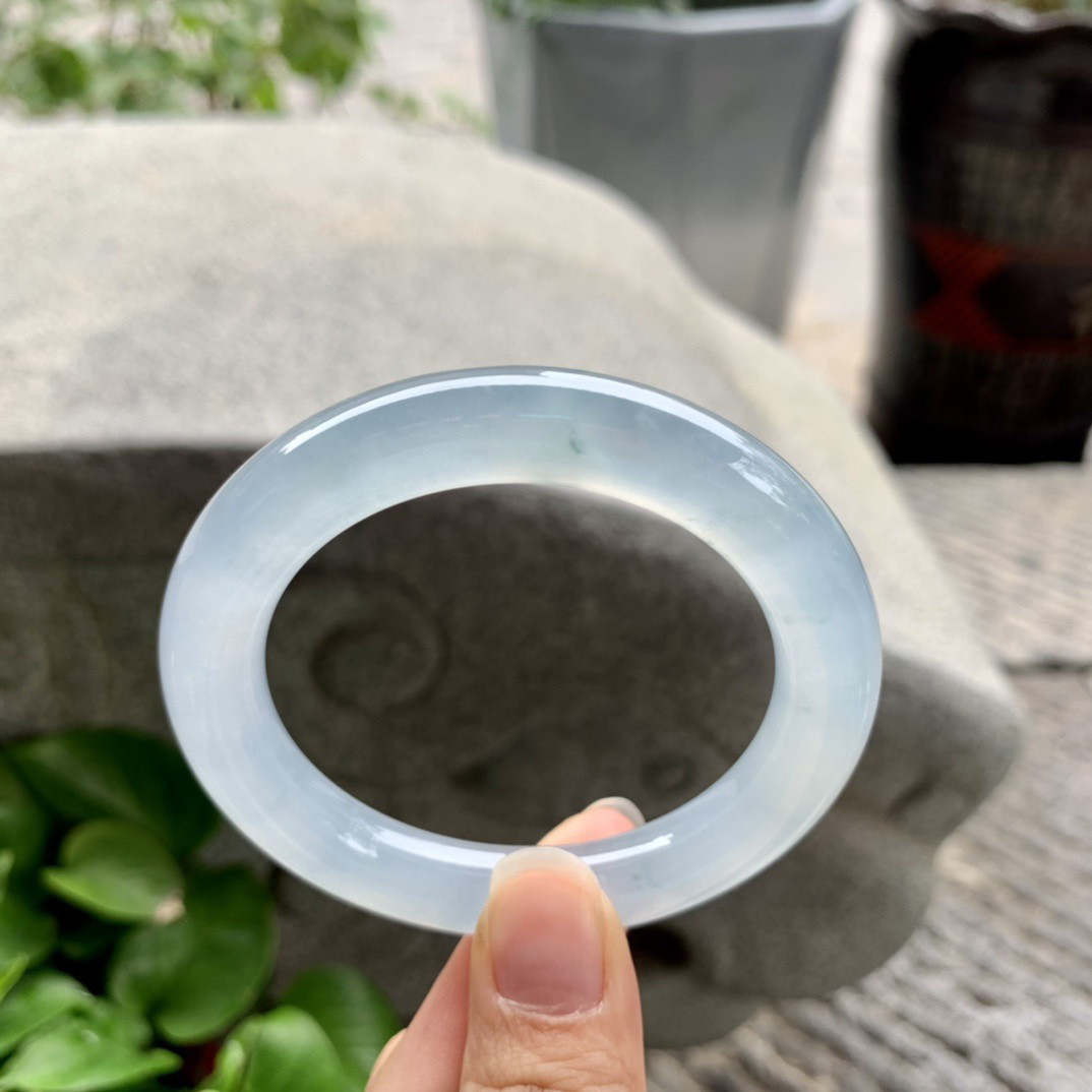 小圈口52.7-10.1 【高冰种圆条手镯】圆条52 53可戴