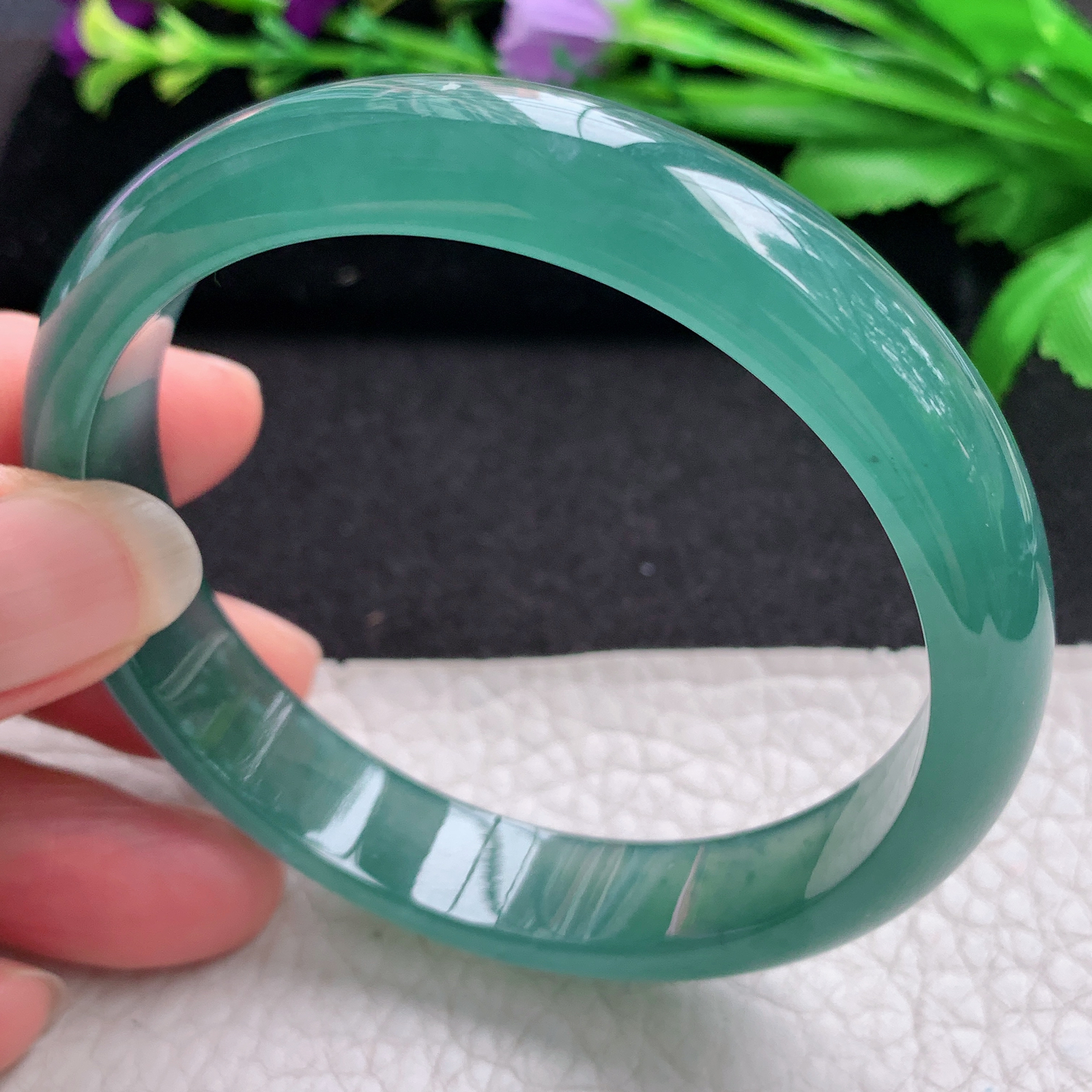 ll实拍57.5*12*6.5平安镯 翡翠A货玉手镯精美冰蓝正圈玉手镯