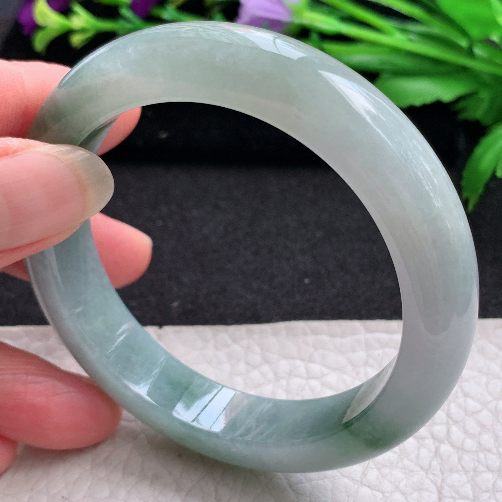 ll实拍54*12.2*8.7平安镯 缅甸翡翠A货玉手镯精美飘花正圈玉手镯