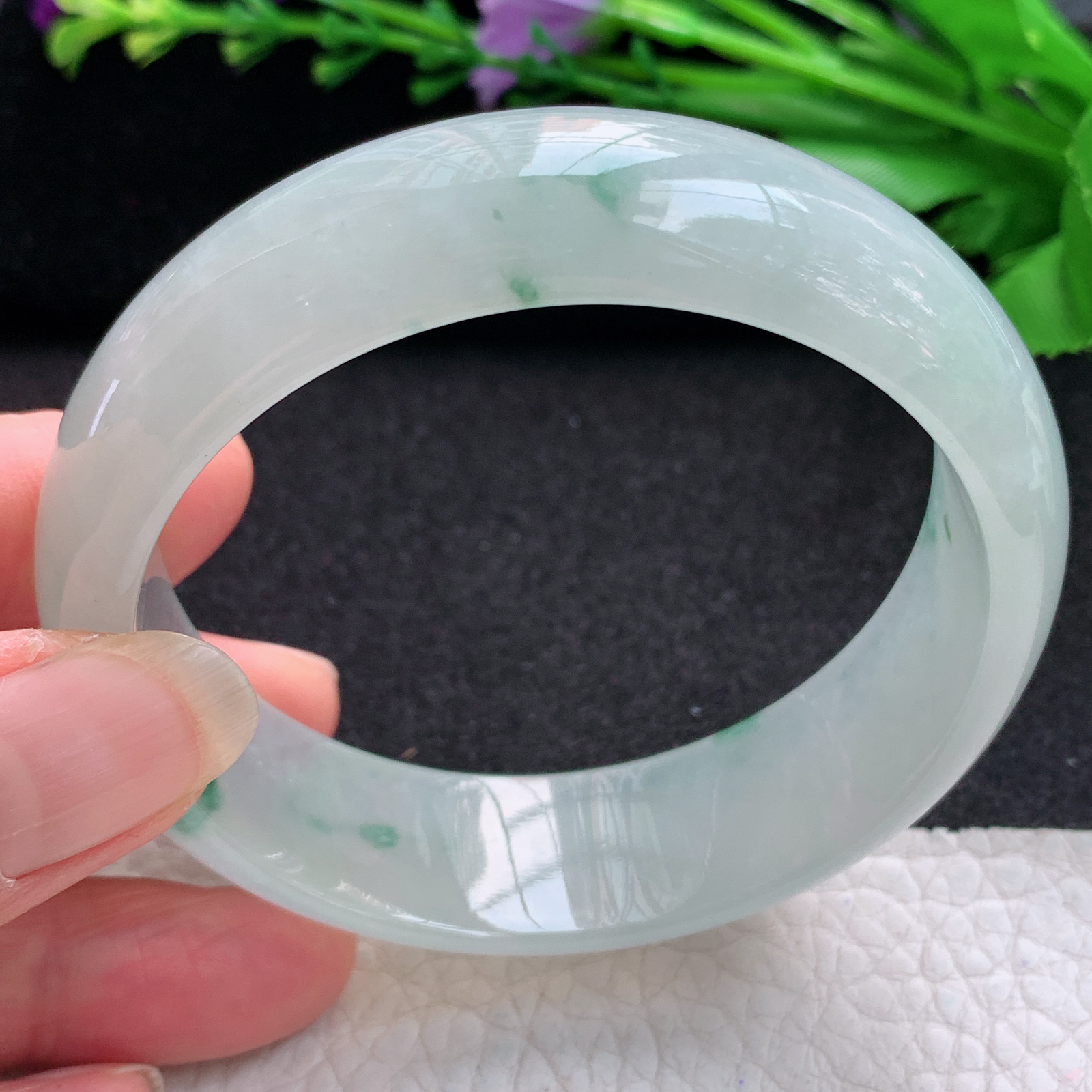 ax实拍57.5*17.5*7.5轮胎镯 缅甸翡翠A货玉手镯精美冰飘花大气正圈玉手镯