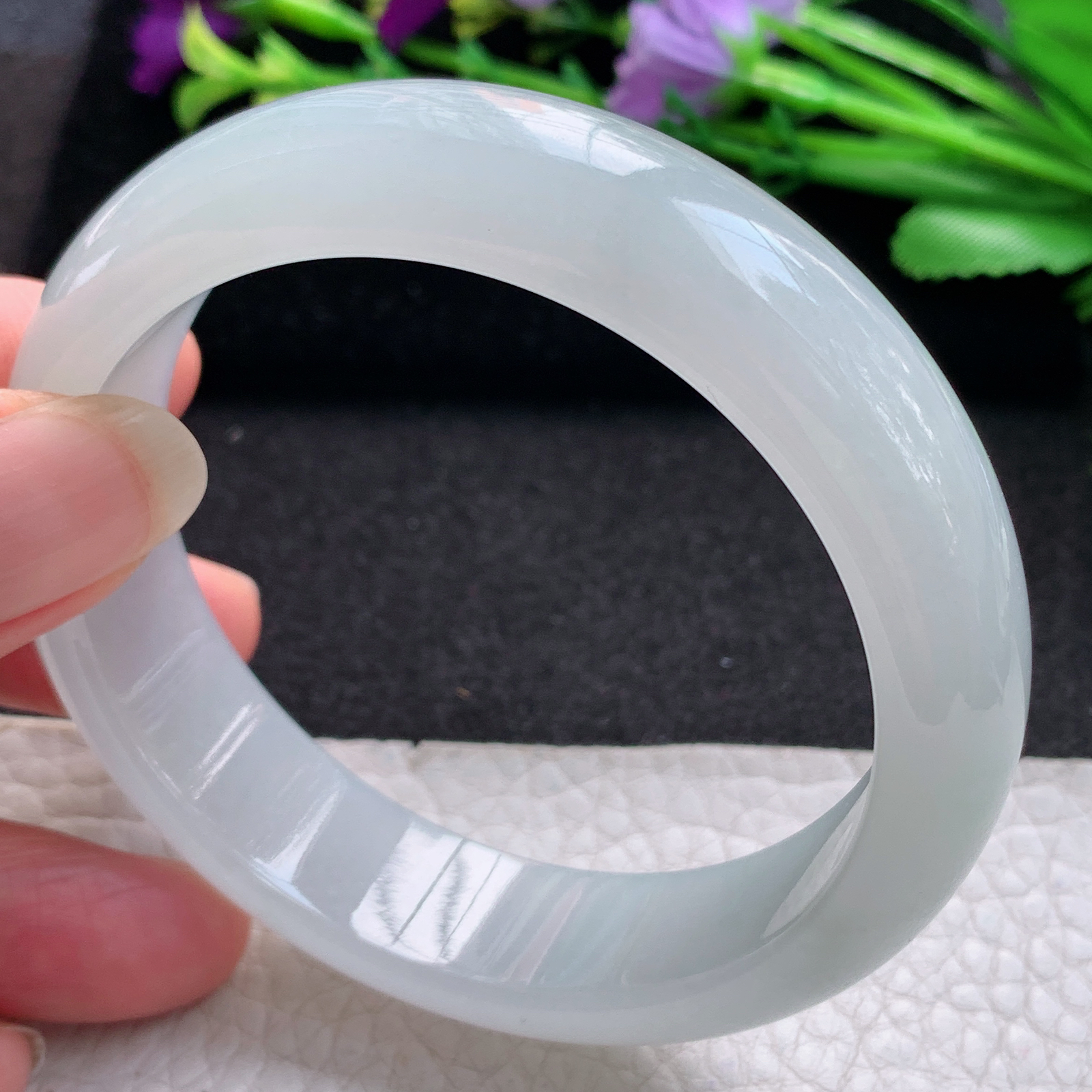 fl实拍58*15.8*8轮胎镯 缅甸翡翠A货玉手镯精美白月光正圈玉手镯