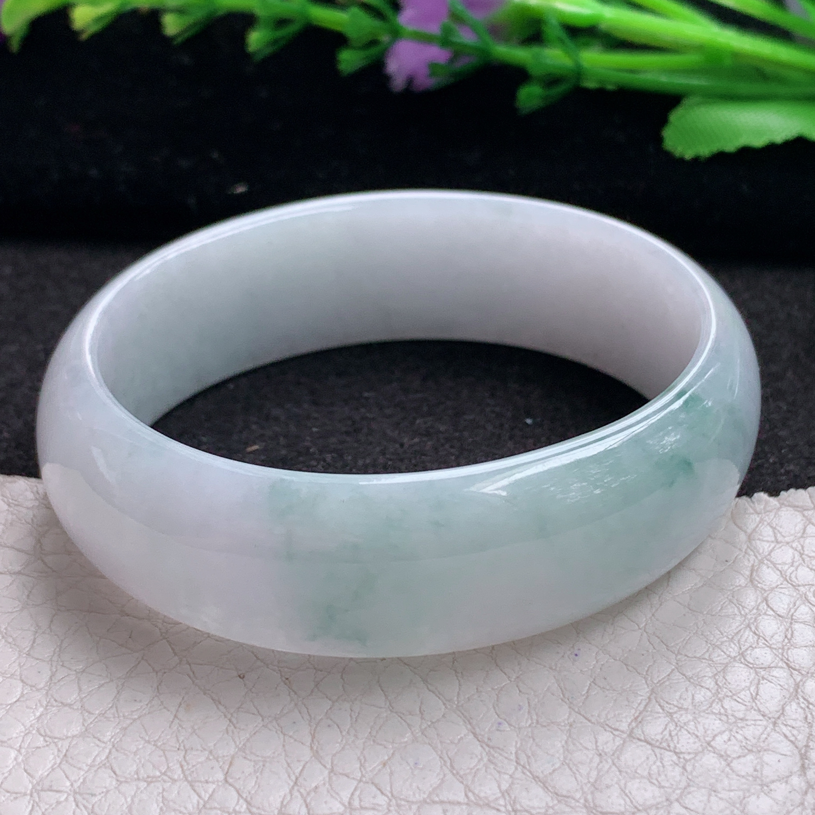 ee小圈口53.8*48.8*16.6*6.2轮胎贵妃镯 缅甸翡翠A货飘花玉手镯