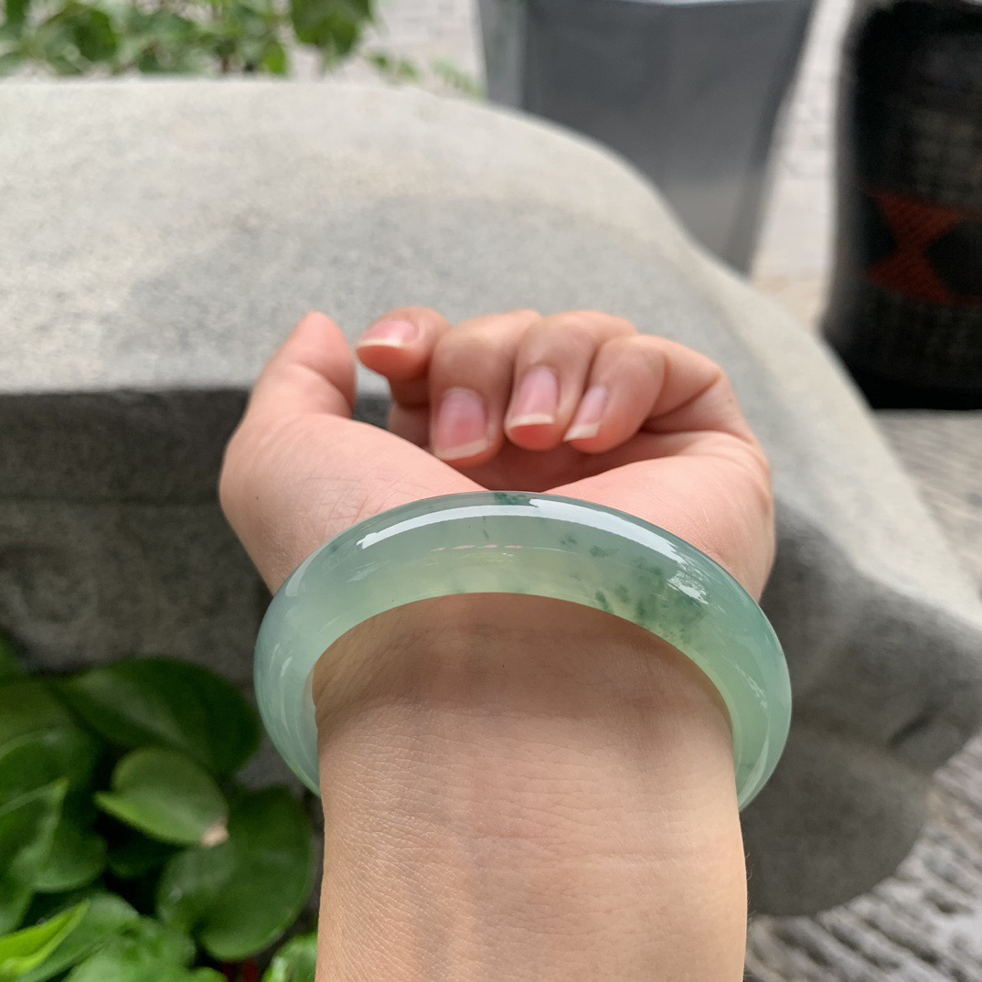 圈口 55.3-13.2-7.6【冰种芙蓉飘花正圈手镯】正圈55 56可戴