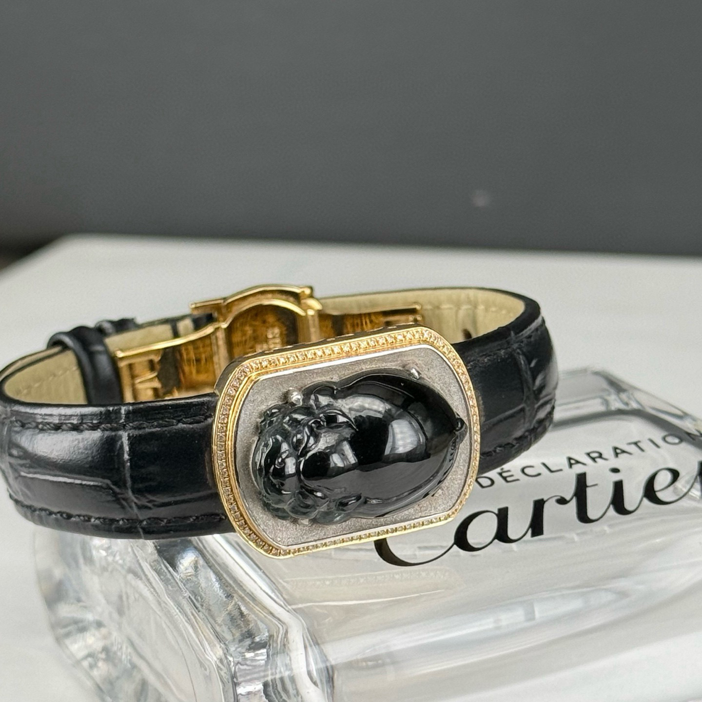 精品18k墨翠手环 种好色正 黑度极好 打灯通透 油性十足 尺寸22