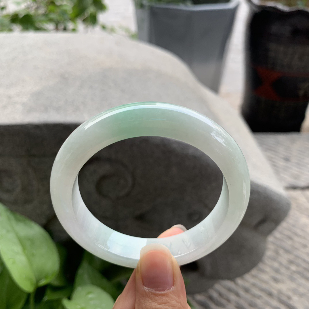 小圈口52.7-12.9-8.8 【飘绿正圈手镯】正圈52 53可戴