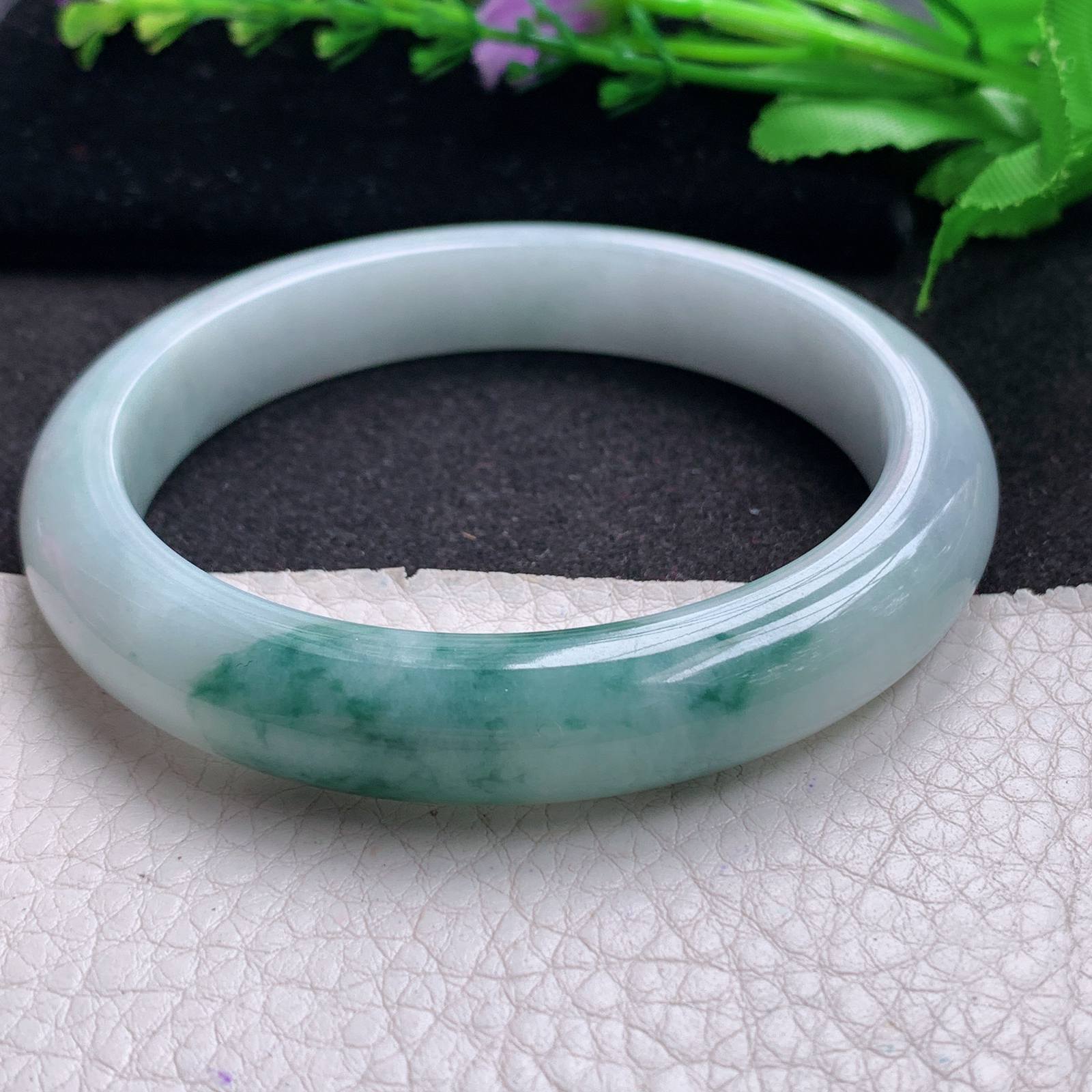 xc大圈口62*11.7*8.5平安镯 缅甸翡翠A货玉手镯精美飘花大气正圈玉手镯