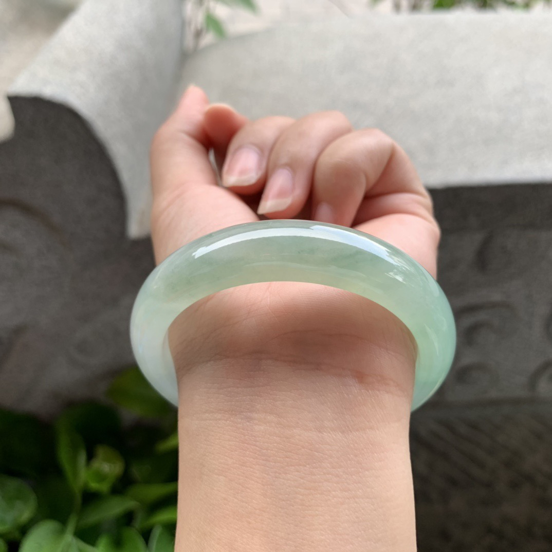 圈口55.8-12.5-7.9 【冰晴绿正圈手镯】正圈55 56可戴