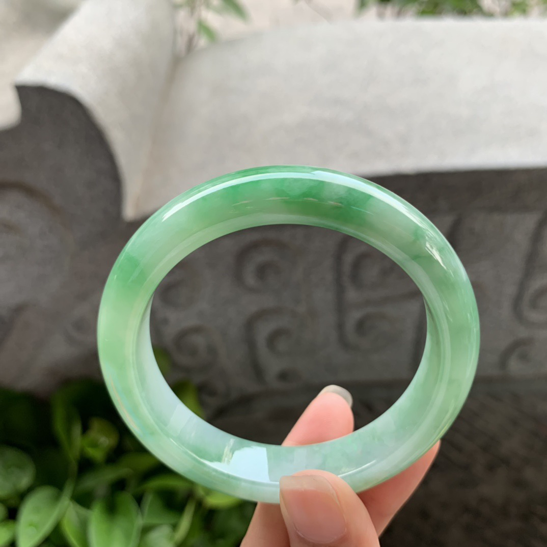 圈口55.2-12.5-8.6 【芙蓉绿正圈手镯】正圈55 56可戴