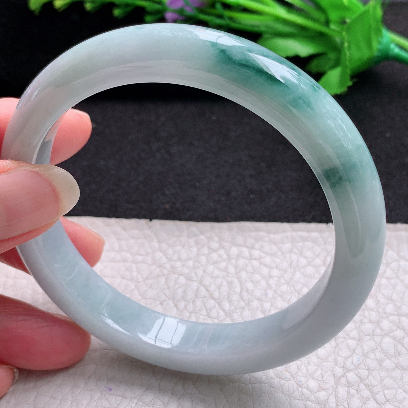 xc大圈口62*11.7*8.5平安镯 缅甸翡翠A货玉手镯精美飘花大气正圈玉手镯