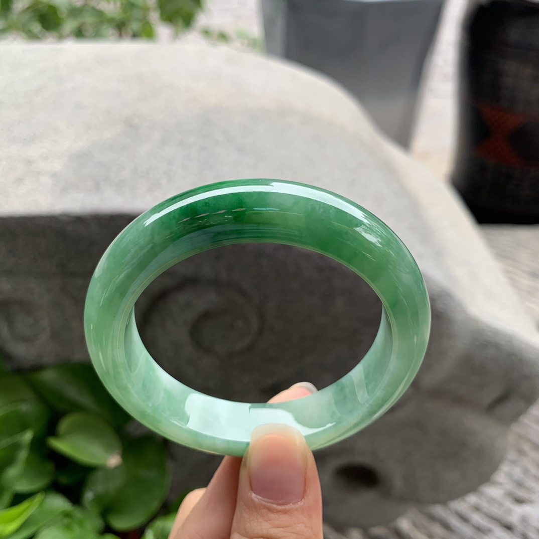 小圈口53-12.3-8.6 【辣绿正圈手镯】正圈53 54可戴