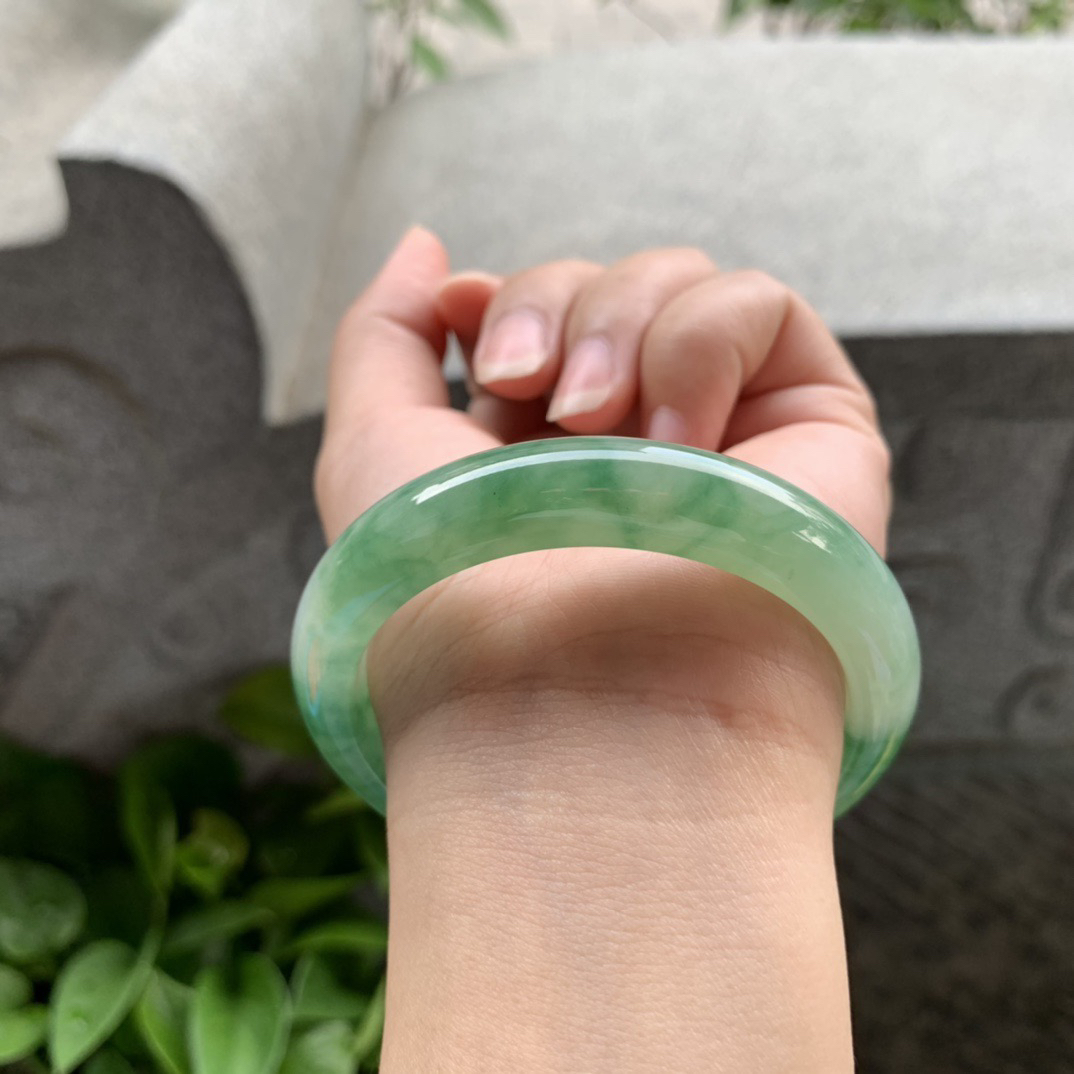 圈口54.6-11.9-8 【冰芙蓉绿正圈手镯】正圈54 55可戴