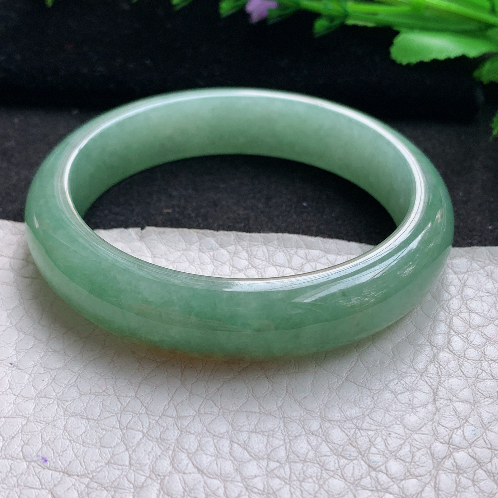 zjf实拍56*13*7.8平安镯 缅甸翡翠A货玉手镯精美黄加绿正圈玉手镯