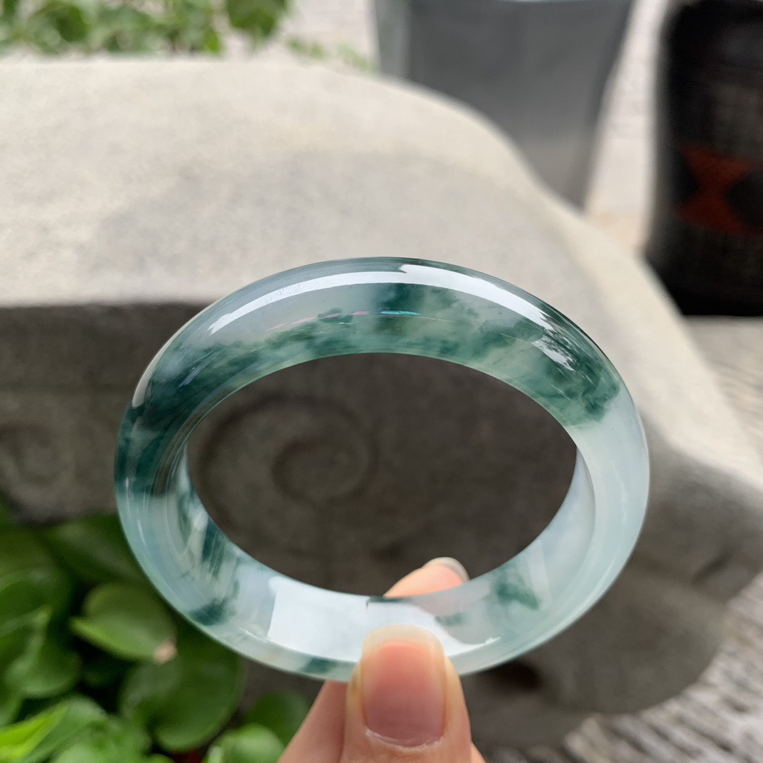 圈口 57-14.9-8【冰种飘花正圈手镯】正圈57 58可戴