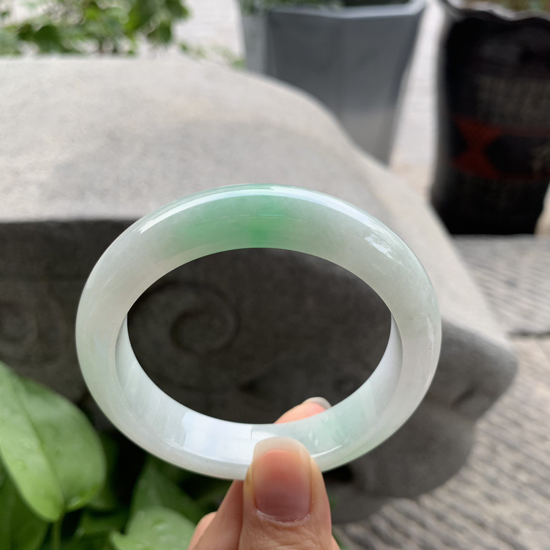 小圈口52.7-12.9-8.8 【飘绿正圈手镯】正圈52 53可戴