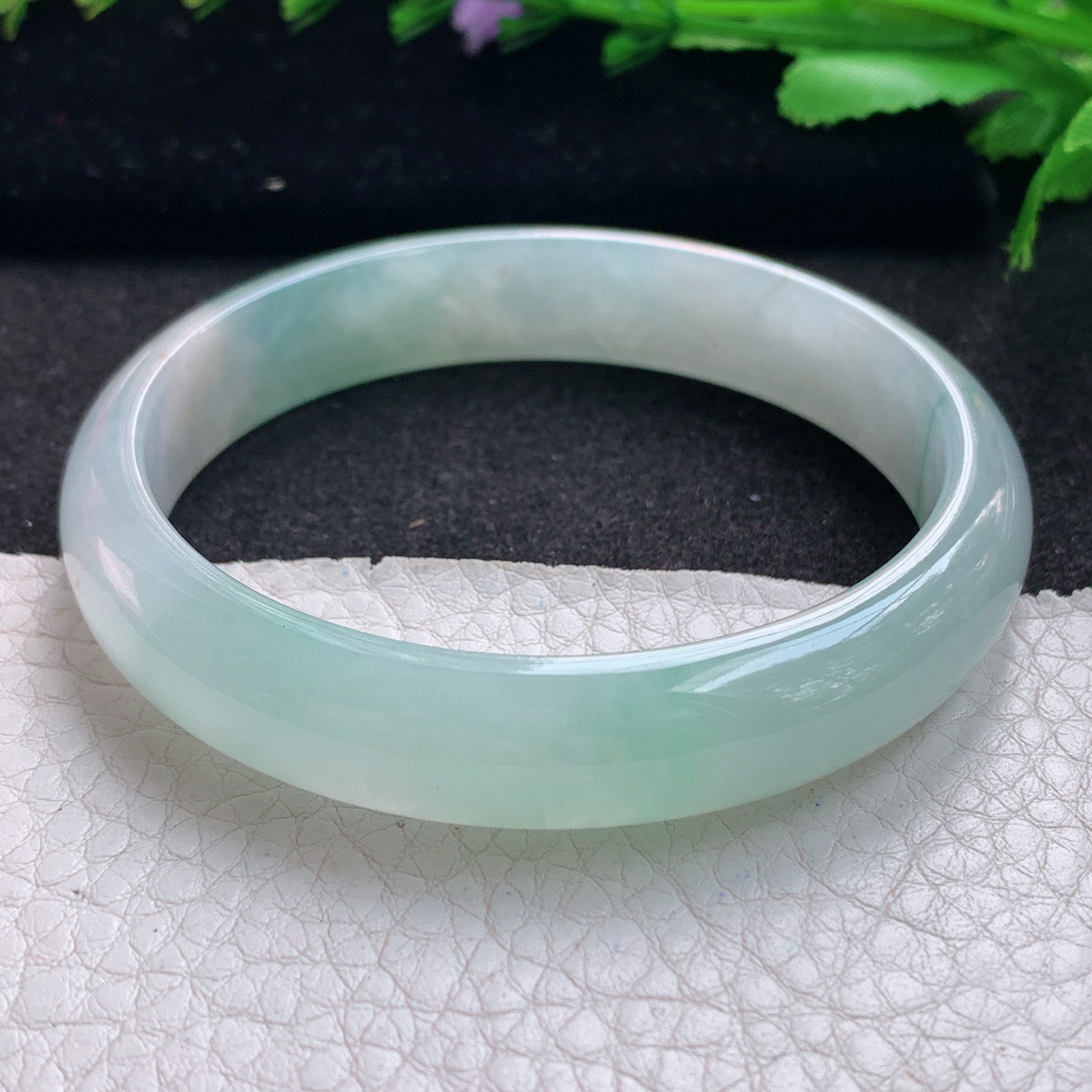 js实拍57*11.8*6.6平安镯 缅甸翡翠A货玉手镯精美冰晴秀气正圈玉手镯