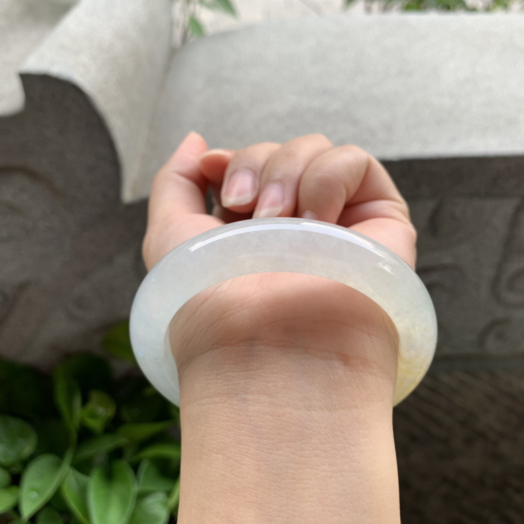 圈口55.5-11.7-9 【冰黄翡正圈手镯】正圈55 56可戴