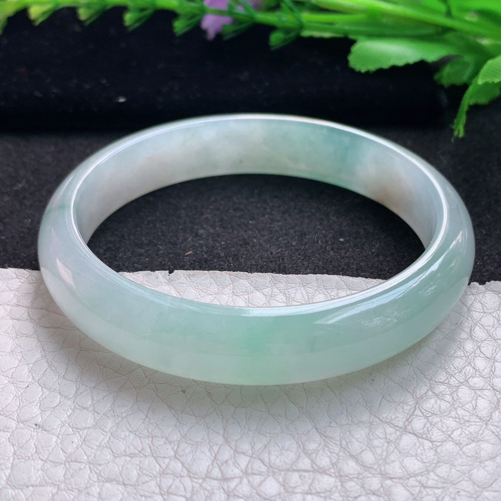 js实拍57*11.8*6.6平安镯 缅甸翡翠A货玉手镯精美冰晴秀气正圈玉手镯