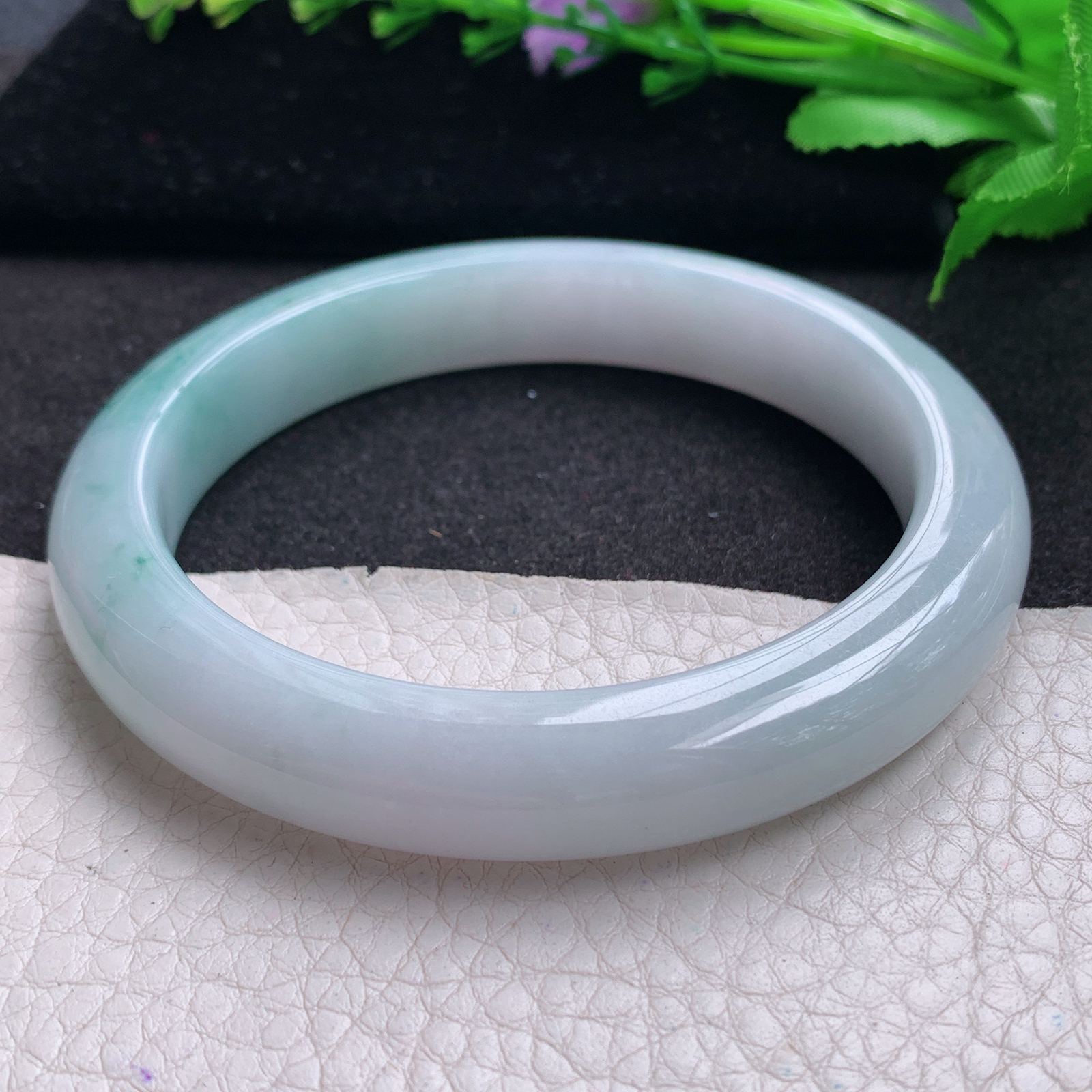 yh 大圈口62*12*9.2平安镯 缅甸翡翠A货玉手镯精美飘花大气正圈玉手镯