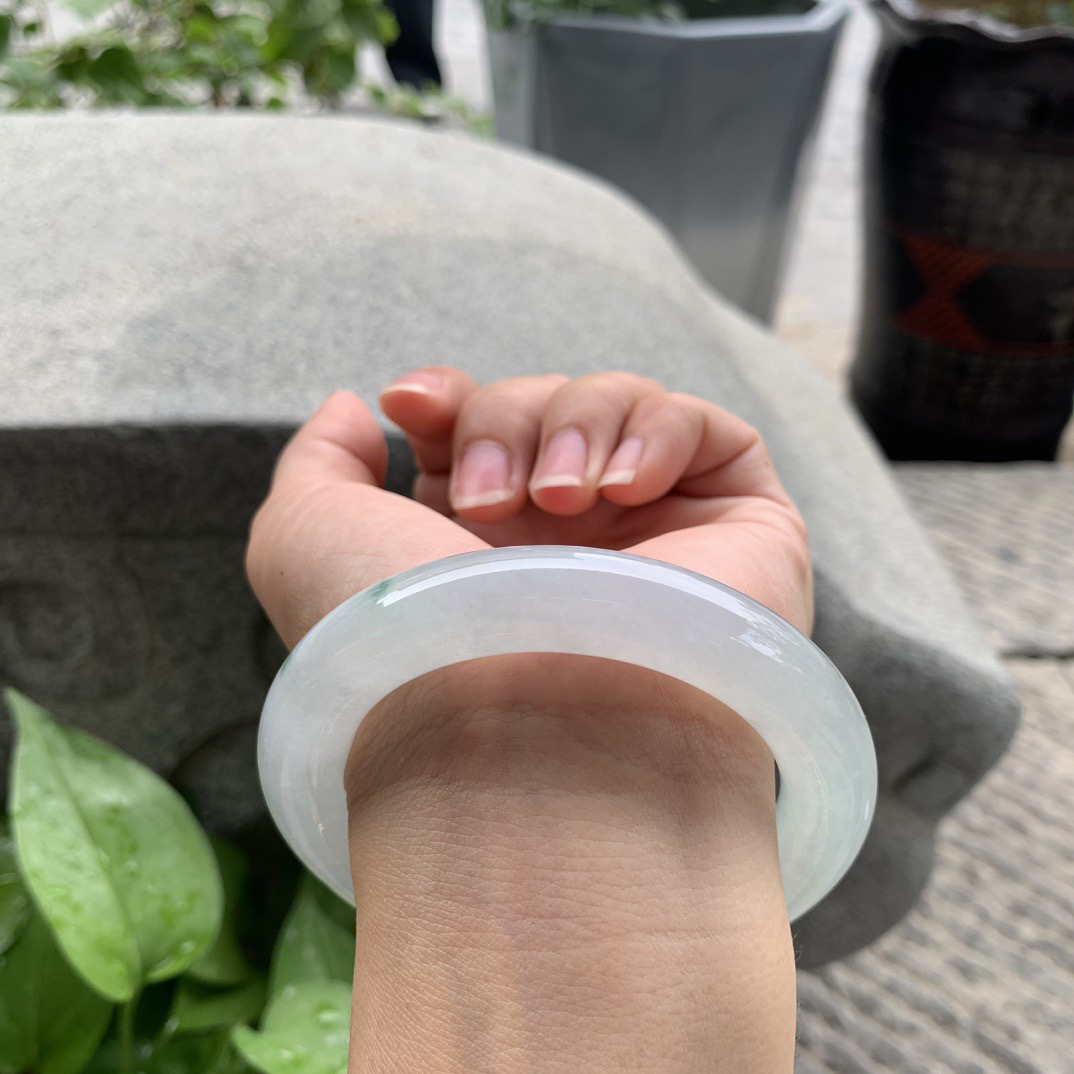 圈口 56.2-11.9【高冰飘花圆条手镯】圆条56 57可戴