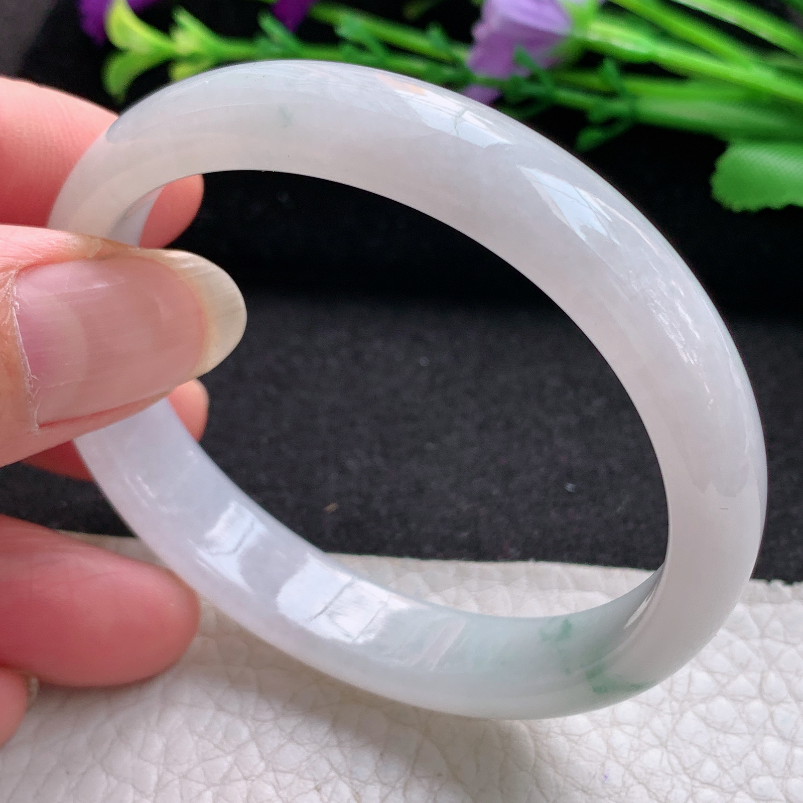 zjf实拍54*49*11.5*6贵妃镯 缅甸翡翠A货玉手镯精美飘花秀气蛋形玉手镯