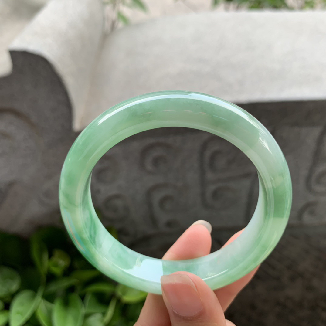 圈口55.2-12.5-8.6 【芙蓉绿正圈手镯】正圈55 56可戴