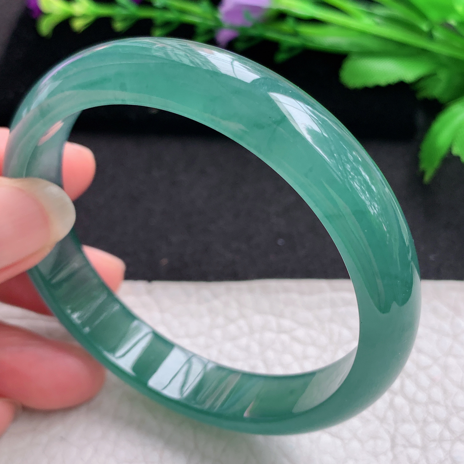 ll实拍57.5*12*6.5平安镯 翡翠A货玉手镯精美冰蓝正圈玉手镯