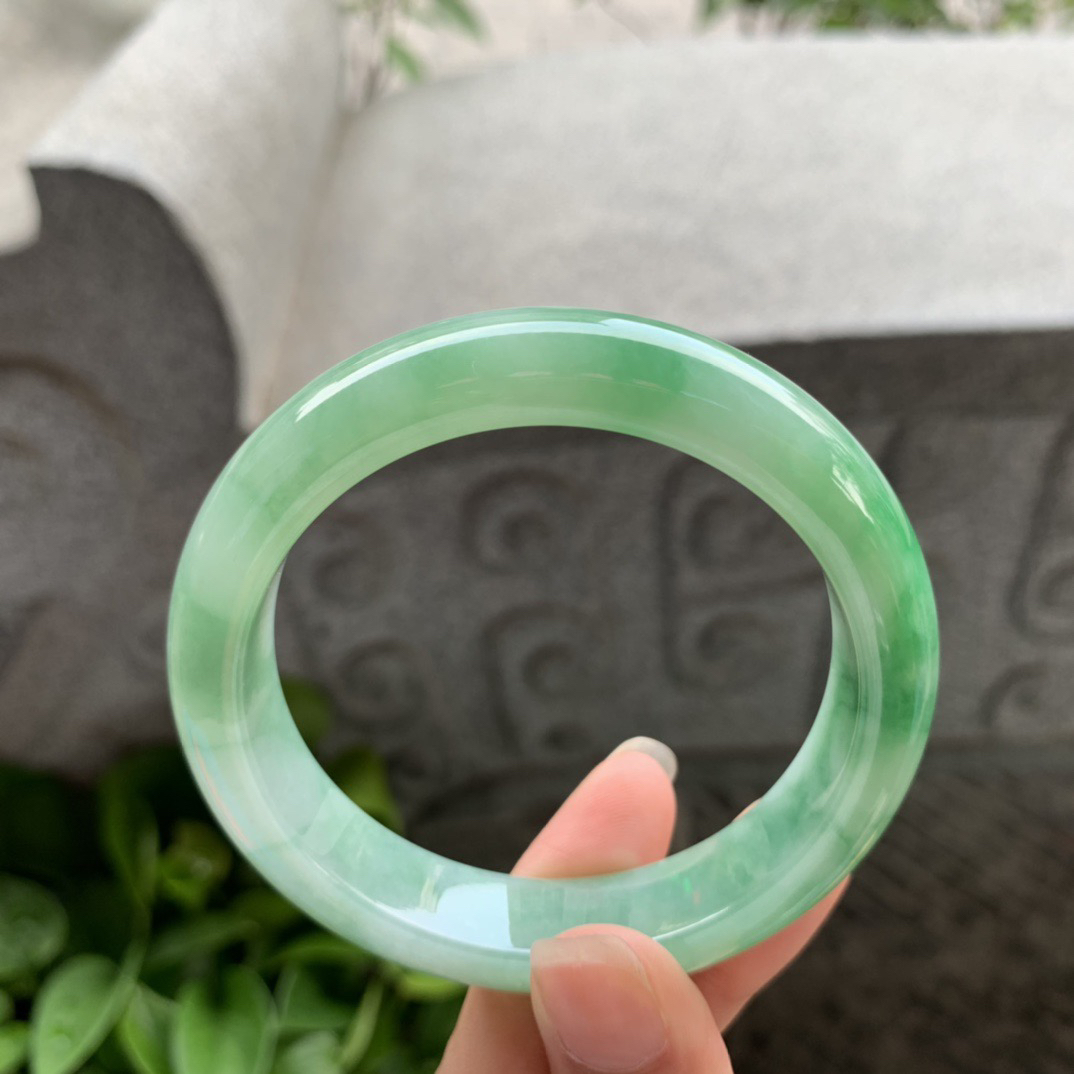 圈口55.2-12.5-8.6 【芙蓉绿正圈手镯】正圈55 56可戴