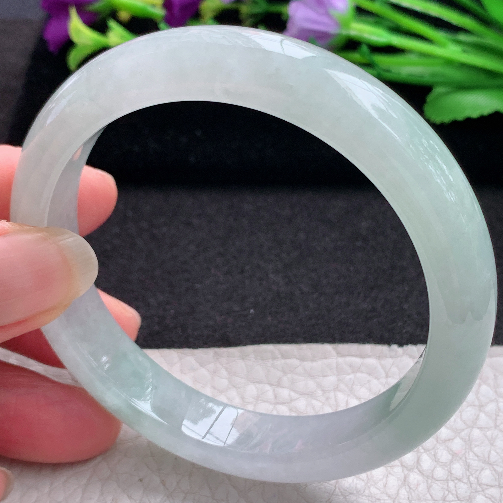 xx清新款57*11.8*8平安镯 缅甸翡翠A货玉手镯精美冰爽正圈玉手环