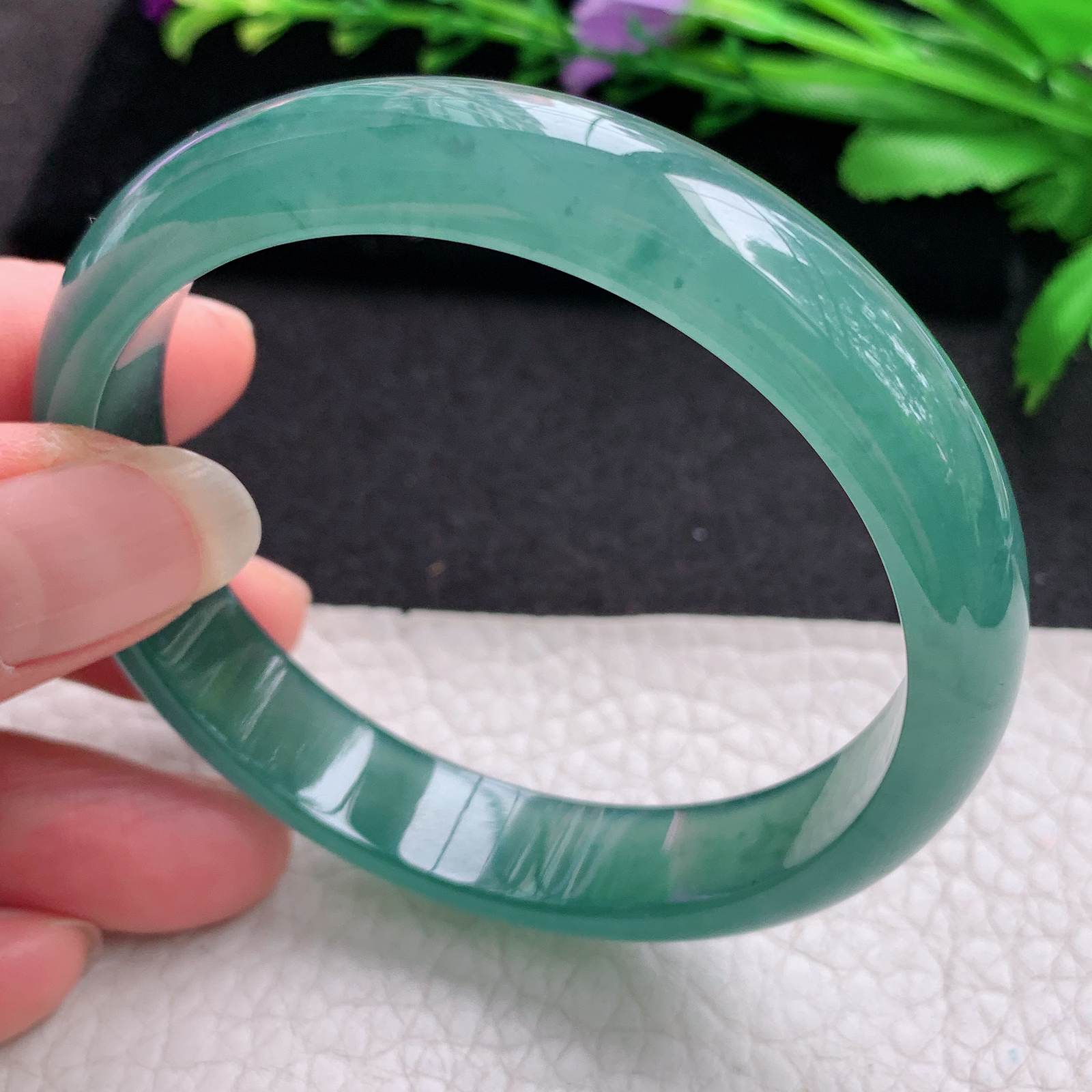 ll实拍57.5*12*6.5平安镯 翡翠A货玉手镯精美冰蓝正圈玉手镯
