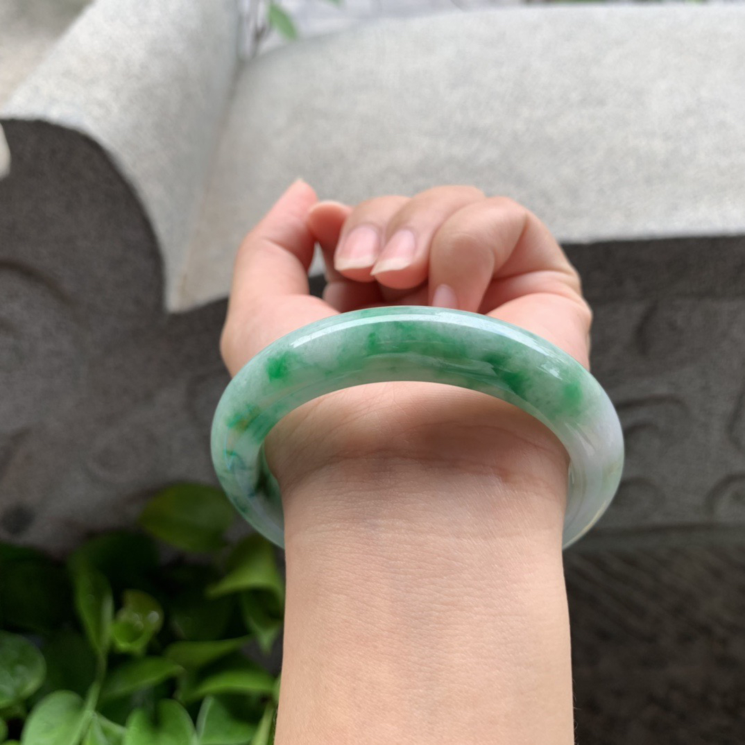 圈口 57.7-12.4-9.3【辣绿正圈手镯】正圈57 58可戴