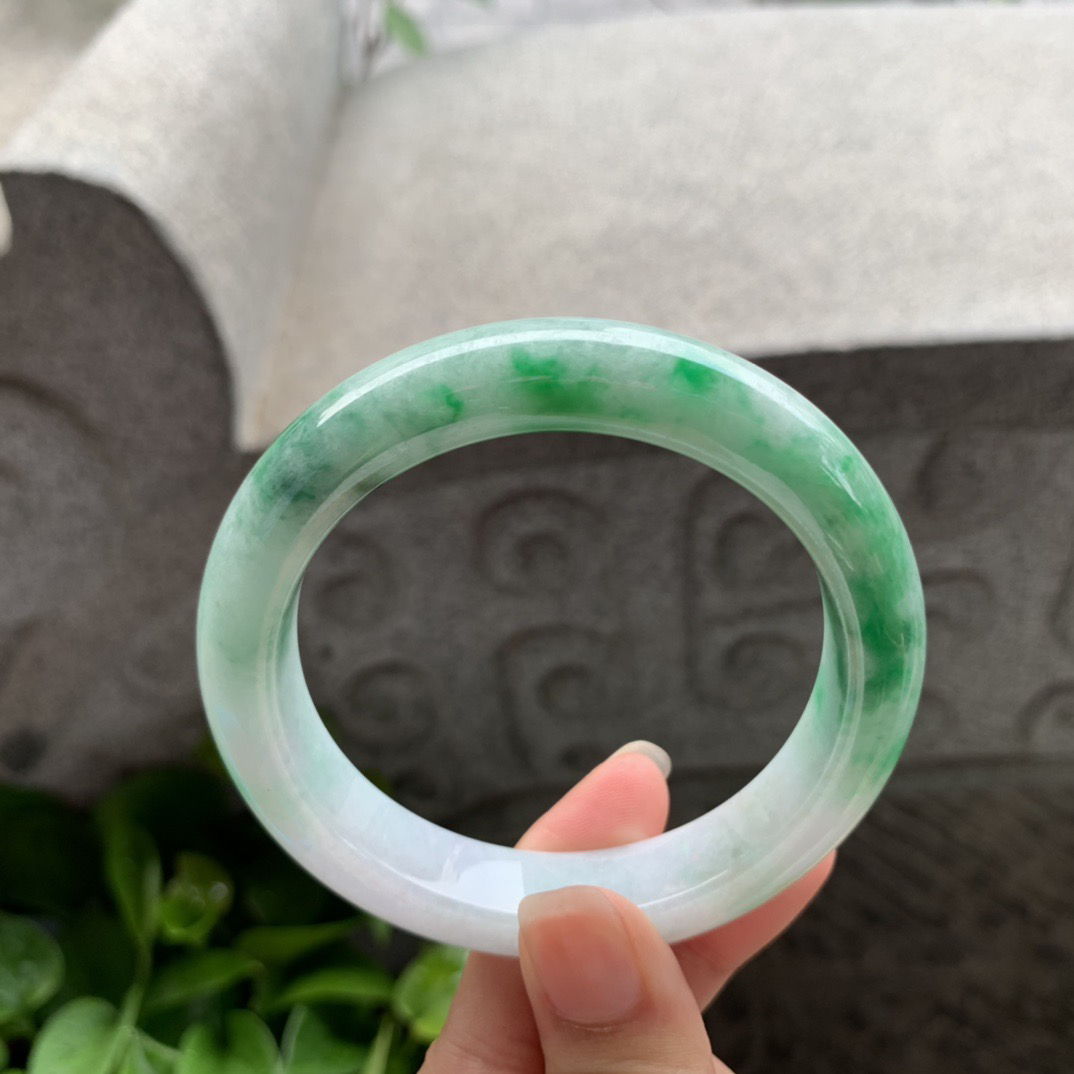 圈口 57.7-12.4-9.3【辣绿正圈手镯】正圈57 58可戴