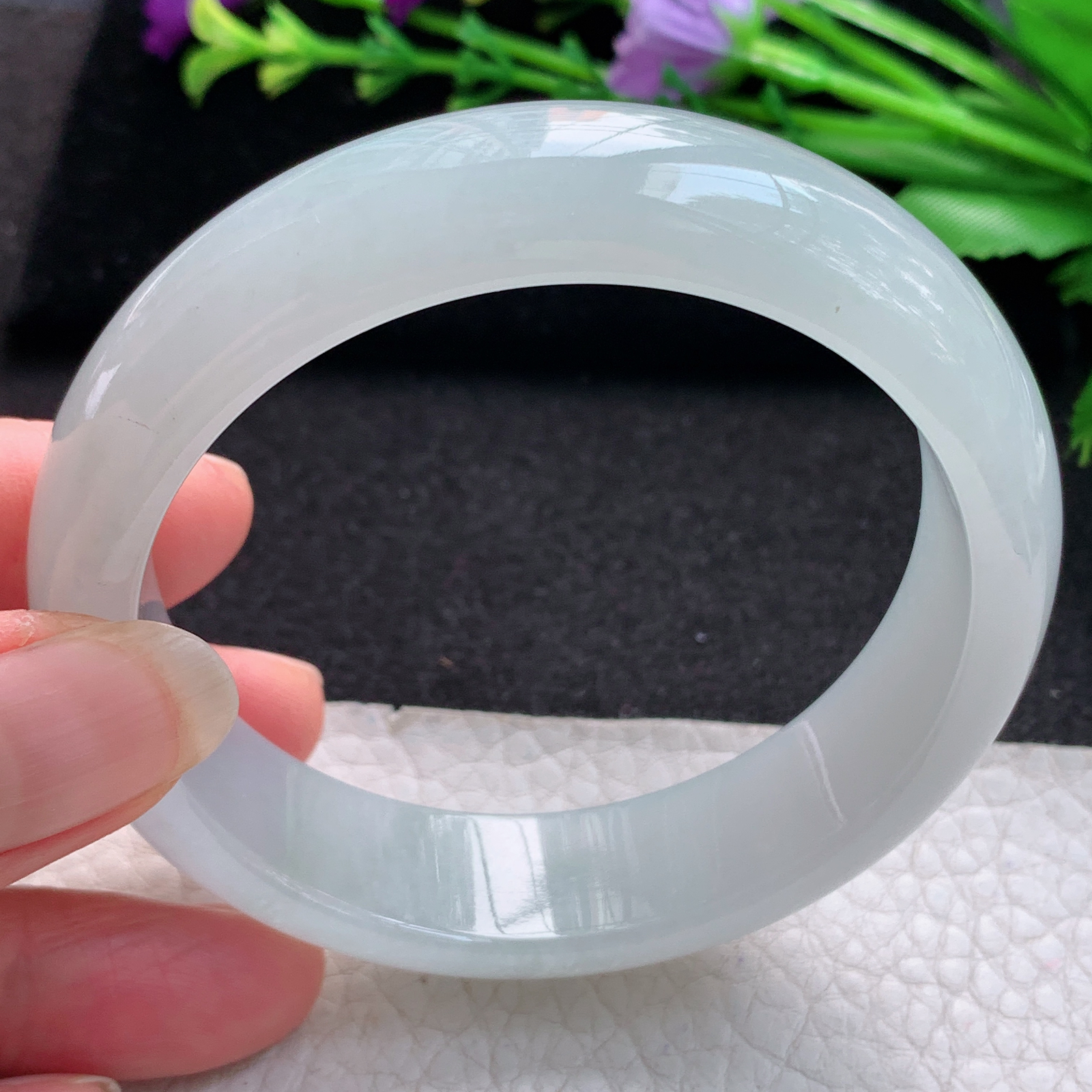 fl实拍58*15.8*8轮胎镯 缅甸翡翠A货玉手镯精美白月光正圈玉手镯