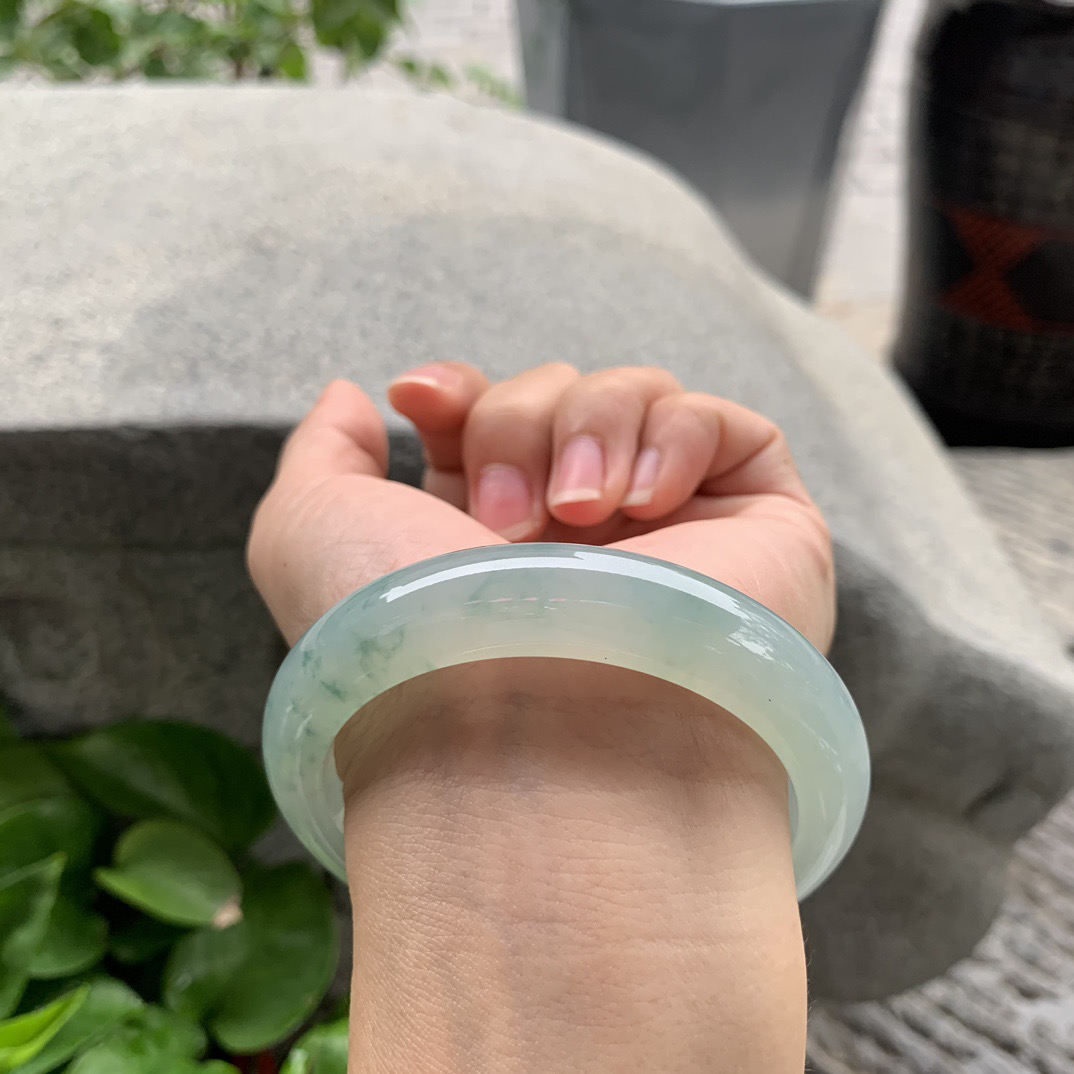 圈口 57.6-12.7-8.9【冰晴飘花正圈手镯】正圈57 58可戴