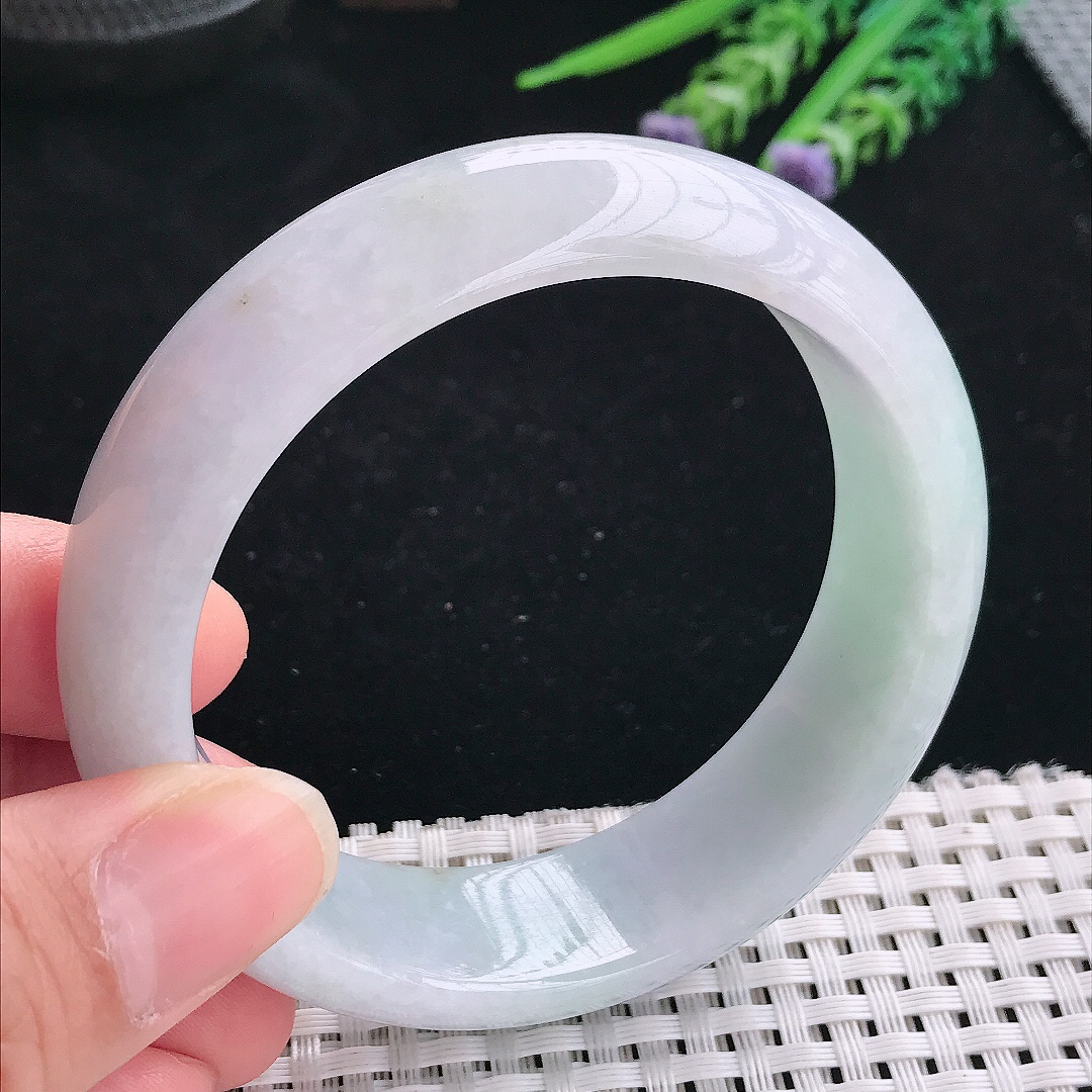 实拍天然翡翠58/18.3/8.4轮胎镯老坑精美温润宽边手镯玉镯手环