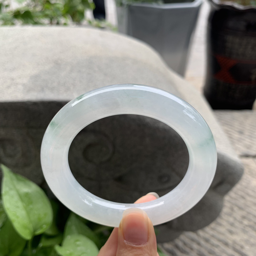 圈口 56.2-11.9【高冰飘花圆条手镯】圆条56 57可戴