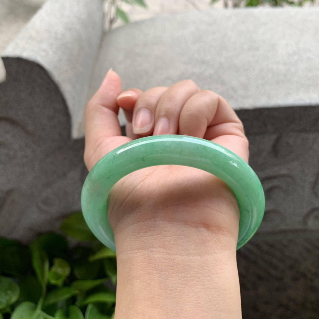 圈口55.8-11.3 【满绿圆条手镯】圆条55 56可戴