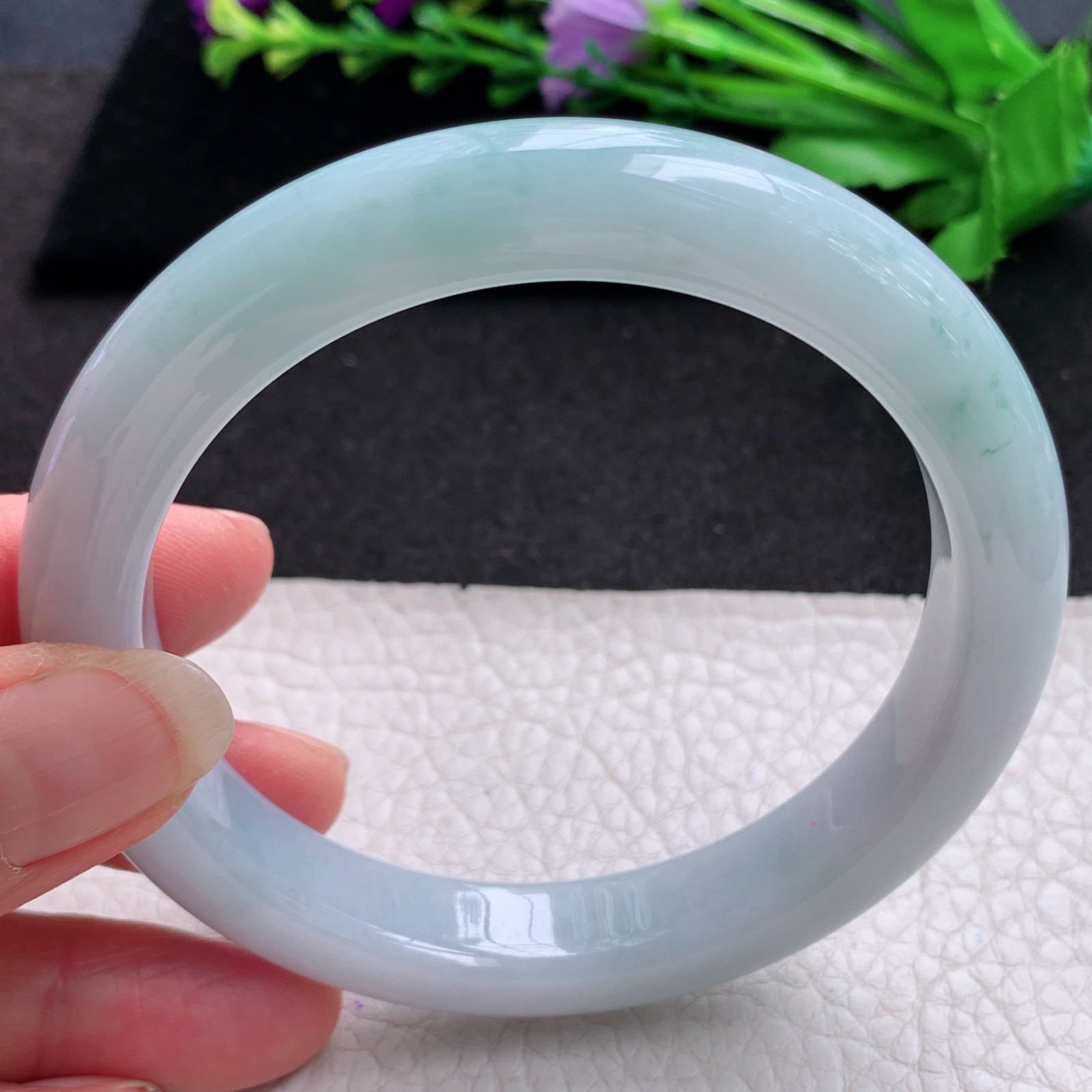 yh 大圈口62*12*9.2平安镯 缅甸翡翠A货玉手镯精美飘花大气正圈玉手镯