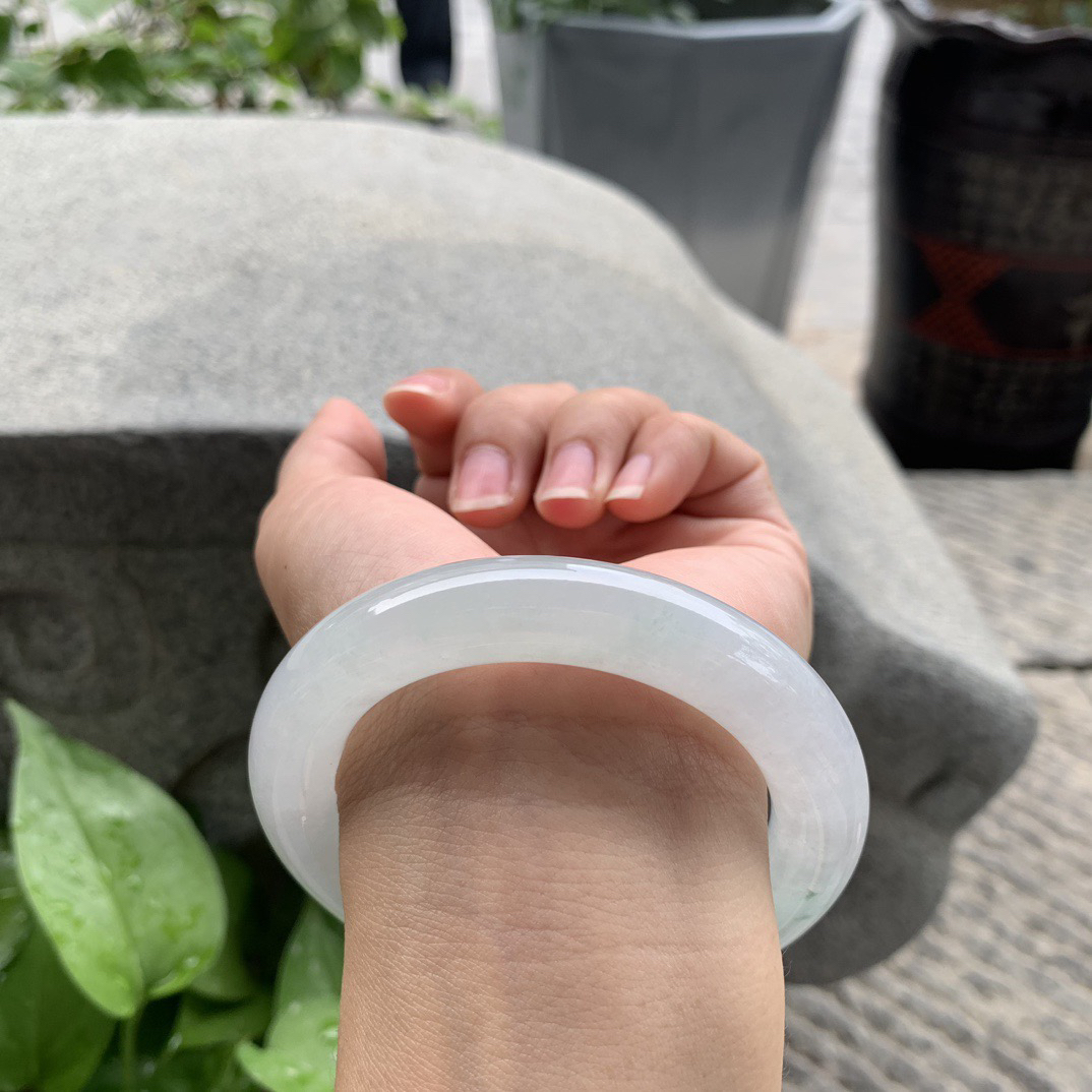 圈口 56.2-11.9【高冰飘花圆条手镯】圆条56 57可戴