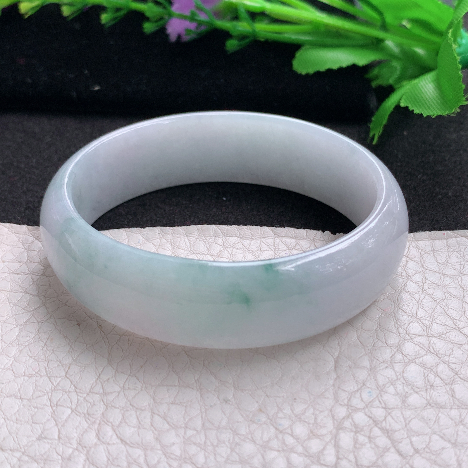 ee小圈口53.8*48.8*16.6*6.2轮胎贵妃镯 缅甸翡翠A货飘花玉手镯